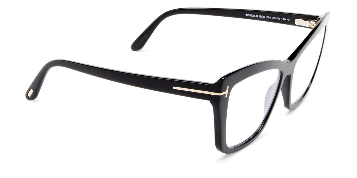 Tom Ford® FT5826-B FT5826-B 001 55 - 001 - Shiny Black, t" Logo / Blue Block Lenses" Eyeglasses