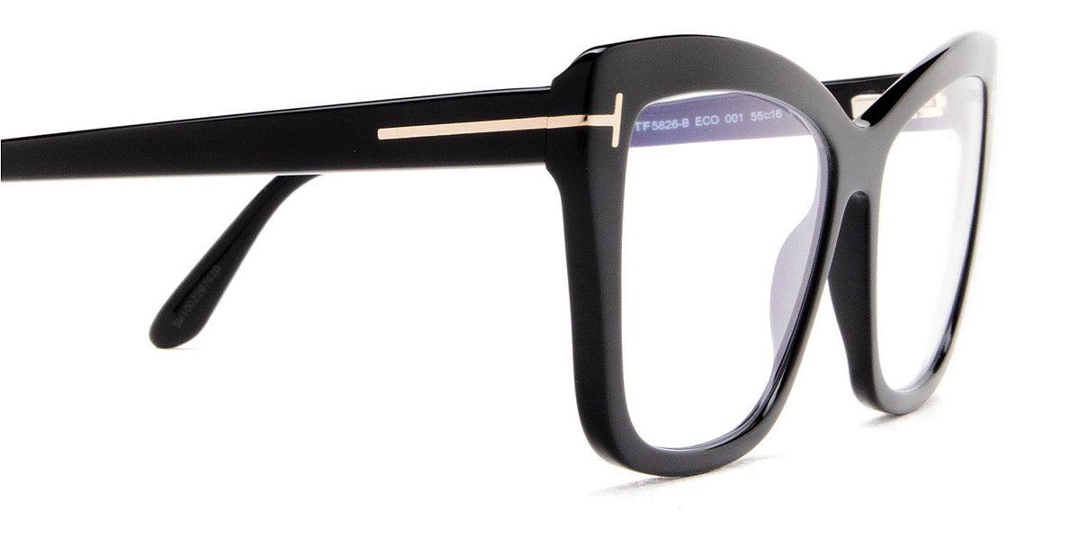 Tom Ford® FT5826-B FT5826-B 001 55 - 001 - Shiny Black, t" Logo / Blue Block Lenses" Eyeglasses