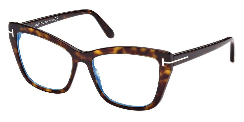 Tom Ford® FT5826-B FT5826-B 052 55 - 052 - Dark Havana, t" Logo / Blue Block Lenses" Eyeglasses