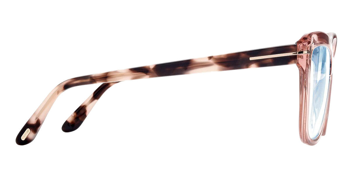 Tom Ford® FT5826-B FT5826-B 072 55 - 072 - Shiny Transparent Rose, Rose Havana, t" Logo / Blue Block Lenses" Eyeglasses