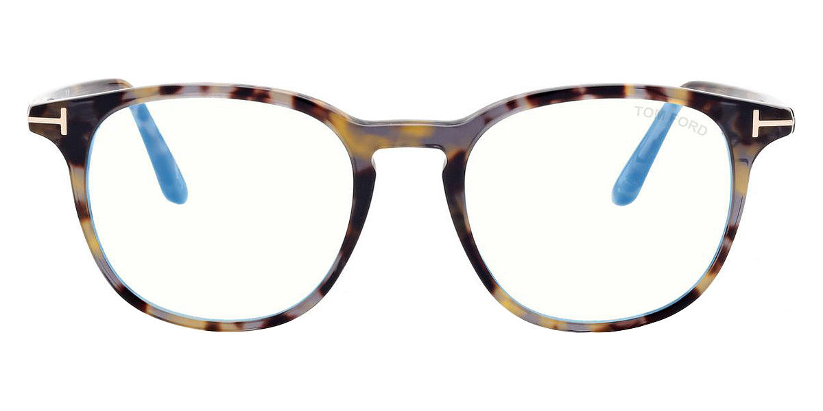 Tom Ford® FT5832-B FT5832-B 055 50 - 055 - Shiny Coloured Havana, t" Logo / Blue Block Lenses" Eyeglasses