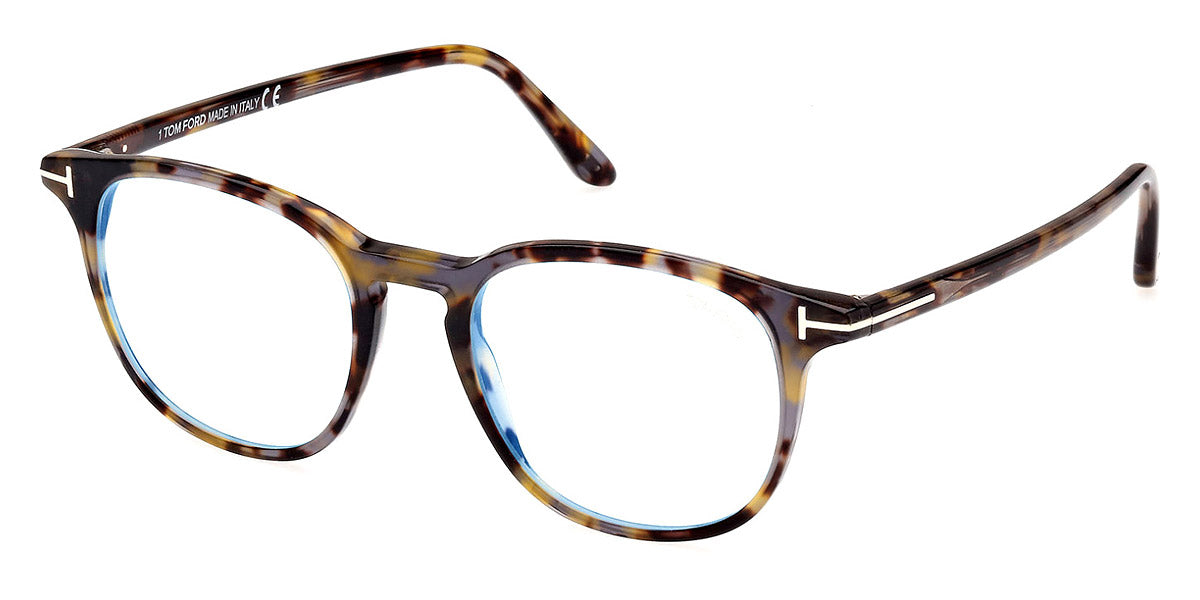 Tom Ford® FT5832-B FT5832-B 055 50 - 055 - Shiny Coloured Havana, t" Logo / Blue Block Lenses" Eyeglasses