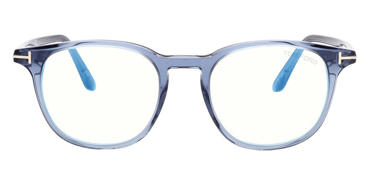 Tom Ford® FT5832-B FT5832-B 090 50 - 090 - Shiny Transparent Blue, t" Logo / Blue Block Lenses" Eyeglasses