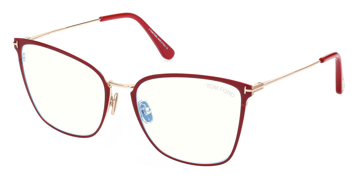 Tom Ford® FT5839-B FT5839-B 075 56 - 075 - Shiny Fuchsia, t" Logo / Blue Block Lenses" Eyeglasses