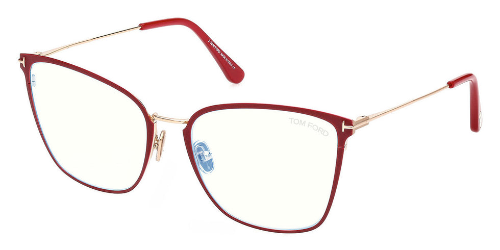 Tom Ford® FT5839-B FT5839-B 075 56 - 075 - Shiny Fuchsia, t" Logo / Blue Block Lenses" Eyeglasses