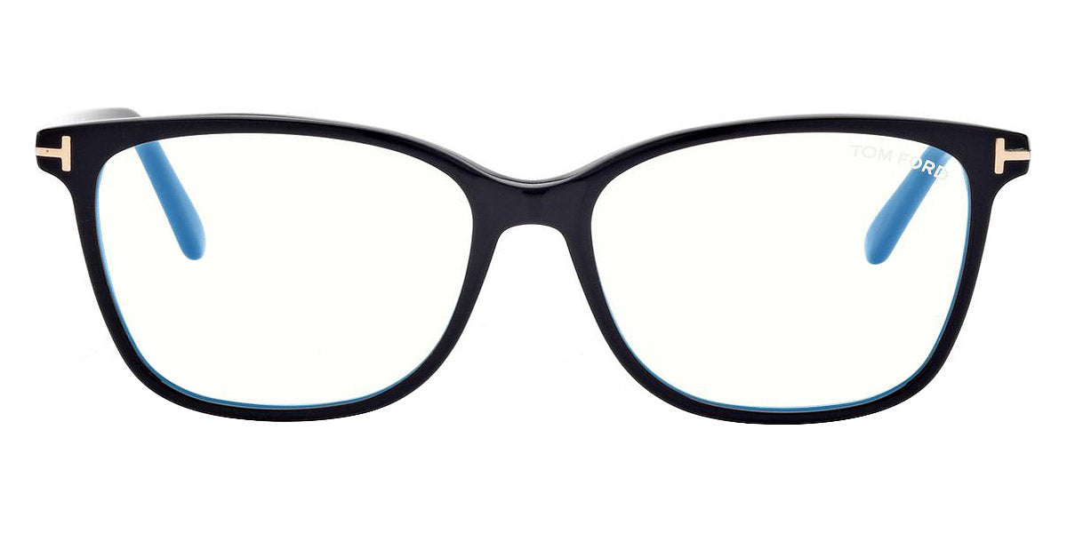 Tom Ford® FT5842-B FT5842-B 090 54 - 090 - Shiny Blue, t" Logo / Blue Block Lenses" Eyeglasses
