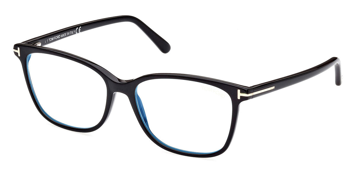 Tom Ford® FT5842-B FT5842-B 001 56 - 001 - Shiny Black, t" Logo / Blue Block Lenses" Eyeglasses