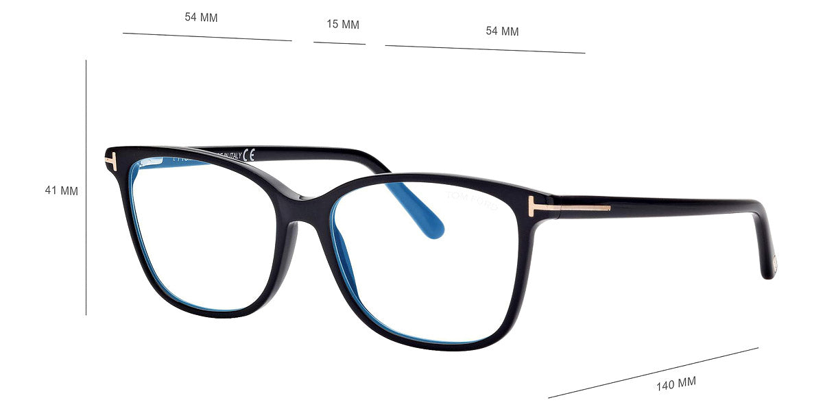 Tom Ford® FT5842-B FT5842-B 001 56 - 001 - Shiny Black, t" Logo / Blue Block Lenses" Eyeglasses