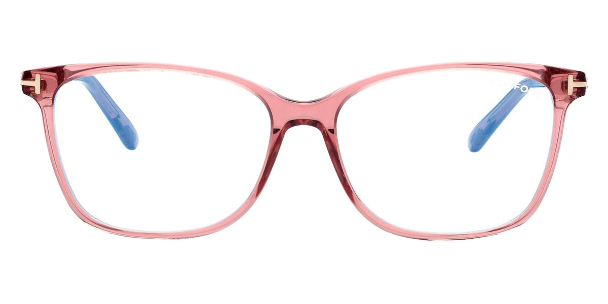 Tom Ford® FT5842-B FT5842-B 074 54 - 074 - Shiny Transparent Pink, t" Logo / Blue Block Lenses" Eyeglasses