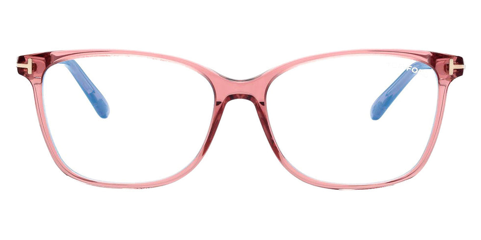 Tom Ford® FT5842-B FT5842-B 074 54 - 074 - Shiny Transparent Pink, t" Logo / Blue Block Lenses" Eyeglasses
