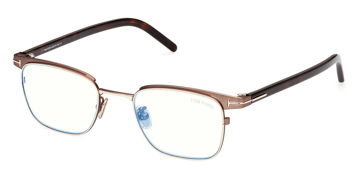 Tom Ford® FT5854-D-B FT5854-D-B 048 49 - 048 - Shiny Dark Brown, t" Logo / Blue Block Lenses" Eyeglasses