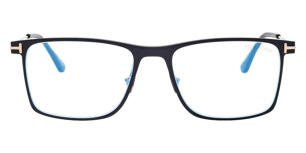 Tom Ford® FT5865-B FT5865-B 002 55 - 002 - Matte Black, Shiny Rose Gold, t" Logo / Blue Block Lenses" Eyeglasses