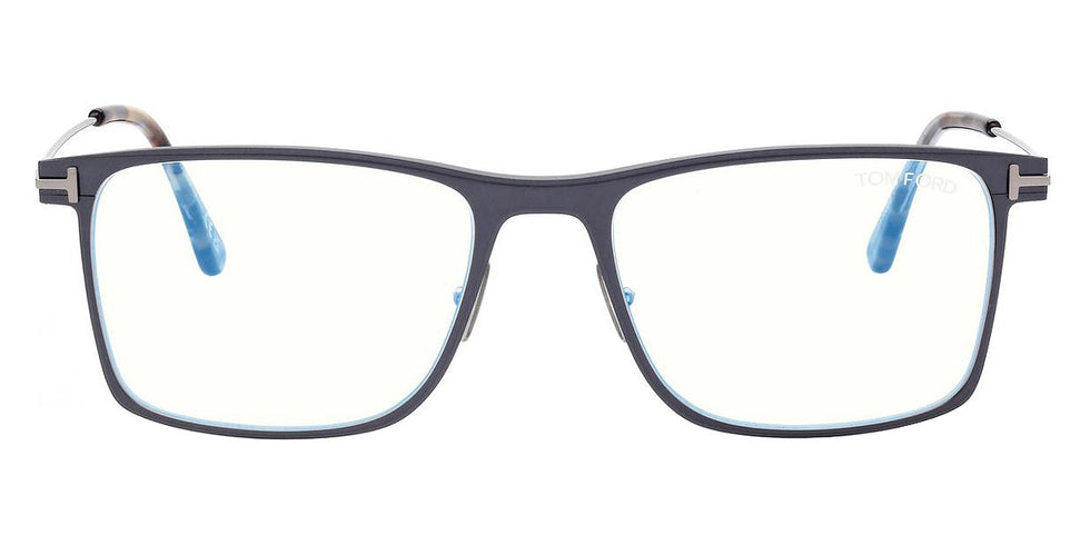 Tom Ford® FT5865-B FT5865-B 013 55 - 013 - Matte Dark Ruthenium, Light Ruthenium, t" Logo / Blue Block Lenses" Eyeglasses