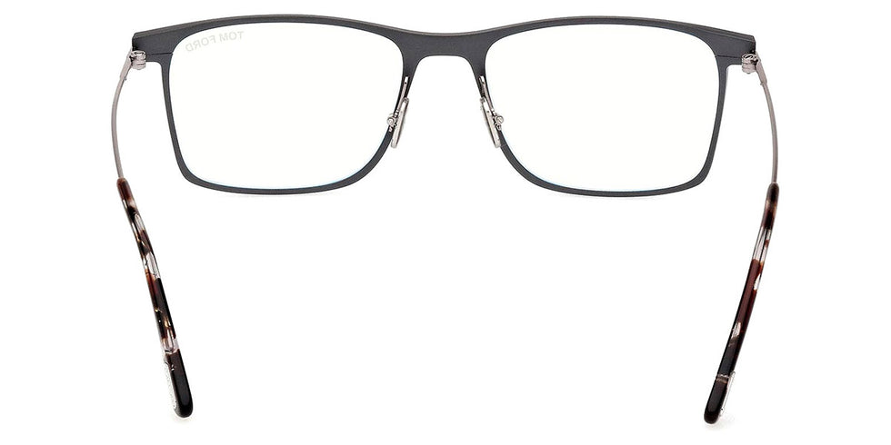 Tom Ford® FT5865-B FT5865-B 020 55 - 020 - Matte Stone Grey, Shiny Light Ruthenium, t" Logo / Blue Block Lenses" Eyeglasses