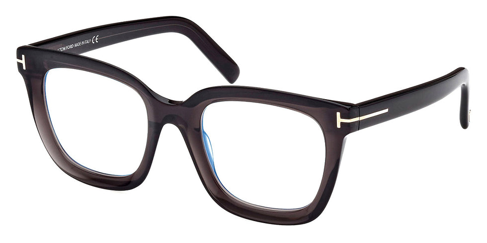 Tom Ford® FT5880-B FT5880-B 020 51 - 020 - Shiny Transparent Grey, t" Logo / Blue Block Lenses" Eyeglasses