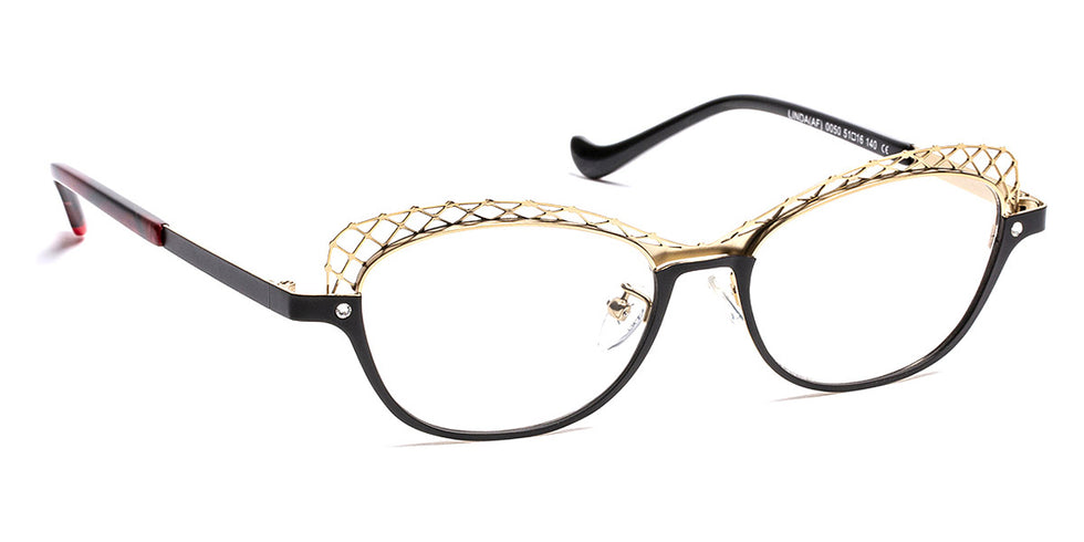 J.F. Rey® Linda JFR Linda 0050 51 - 0050 Black/Gold Eyeglasses