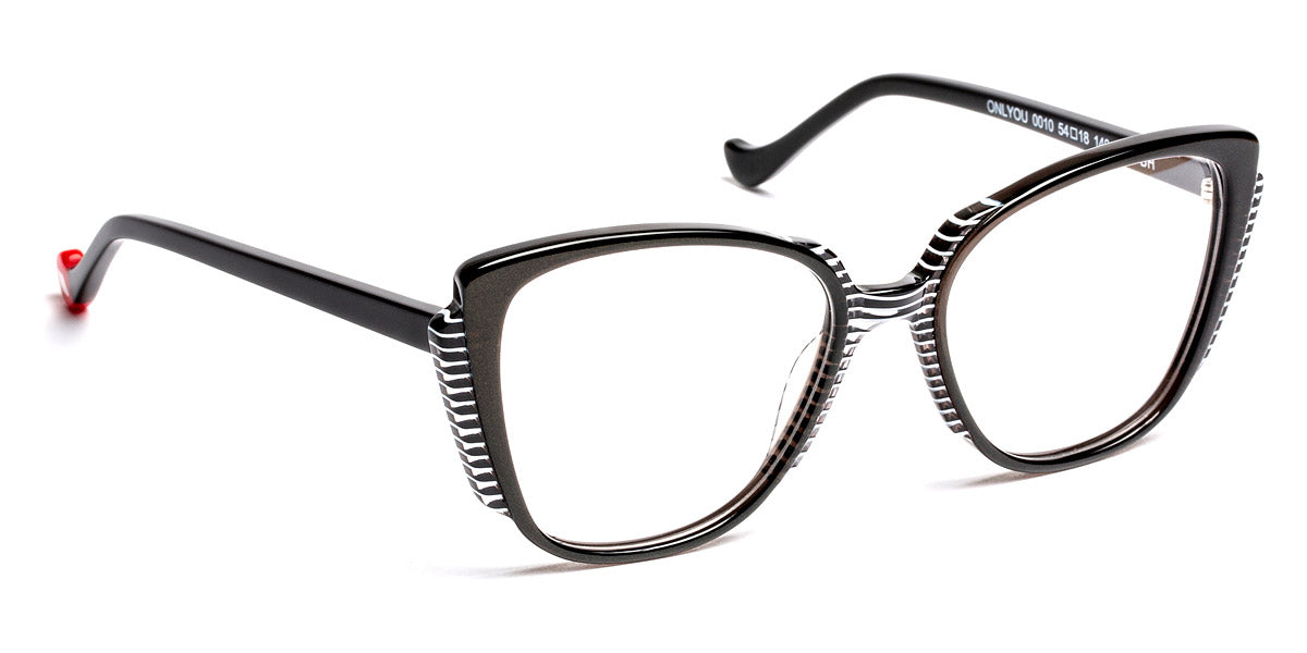 J.F. Rey® Onlyou JFR Onlyou 0010 54 - 0010 Black/Black and White Striped Eyeglasses