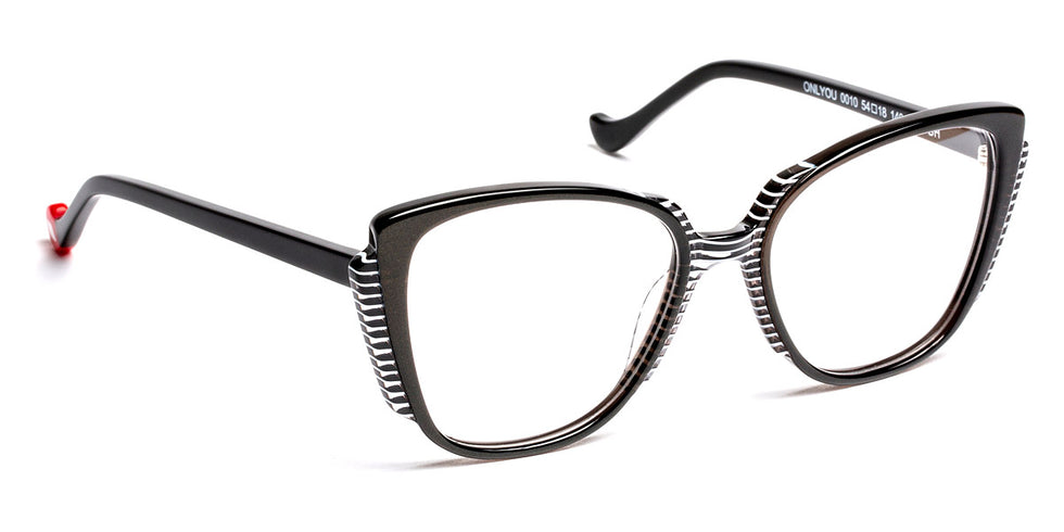 J.F. Rey® Onlyou JFR Onlyou 0010 54 - 0010 Black/Black and White Striped Eyeglasses