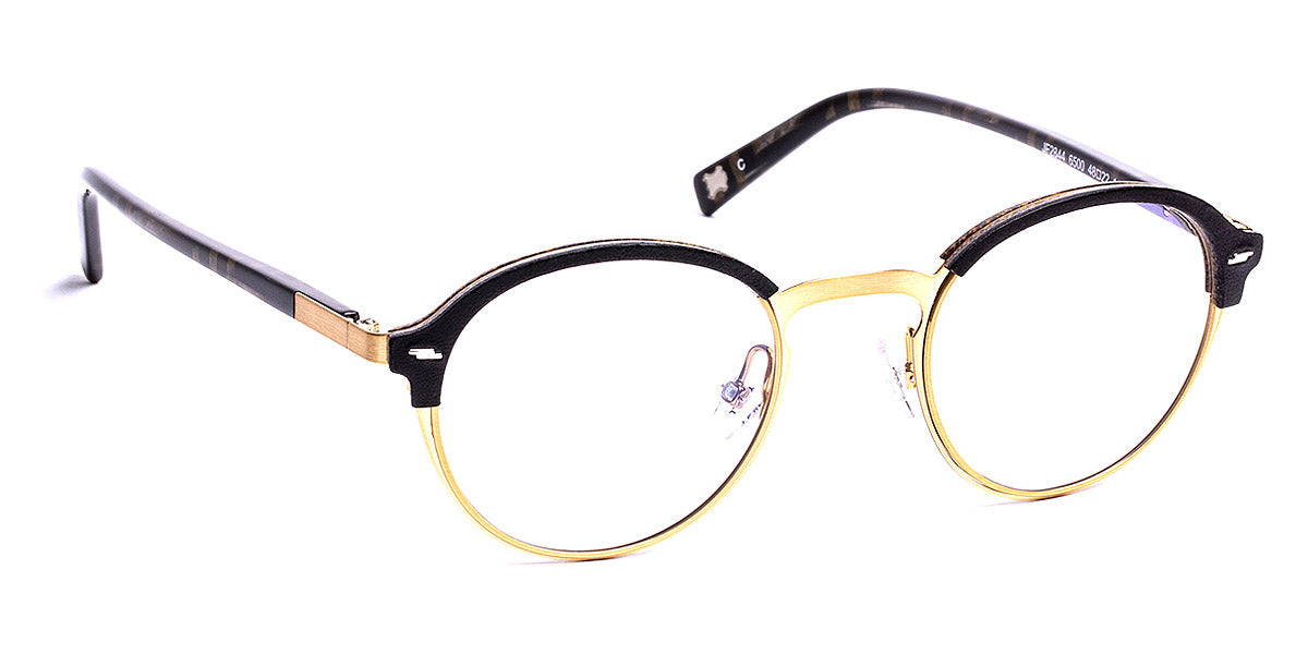J.F. Rey® JF2844 JFR JF2844 6500 48 - 6500 Black Leather/Brown/Metal Gold Eyeglasses