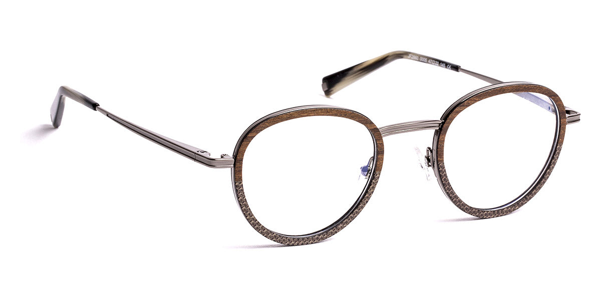 J.F. Rey® JF2860 JFR JF2860 0005 47 - 0005 Wood/Fiberglass Brown/Metal Shiny Gunmetal Eyeglasses