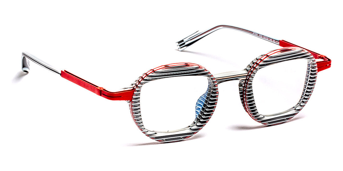 J.F. Rey® JF2981 JFR JF2981 1030 43 - 1030 Stripes White/Black/Satin Red Eyeglasses