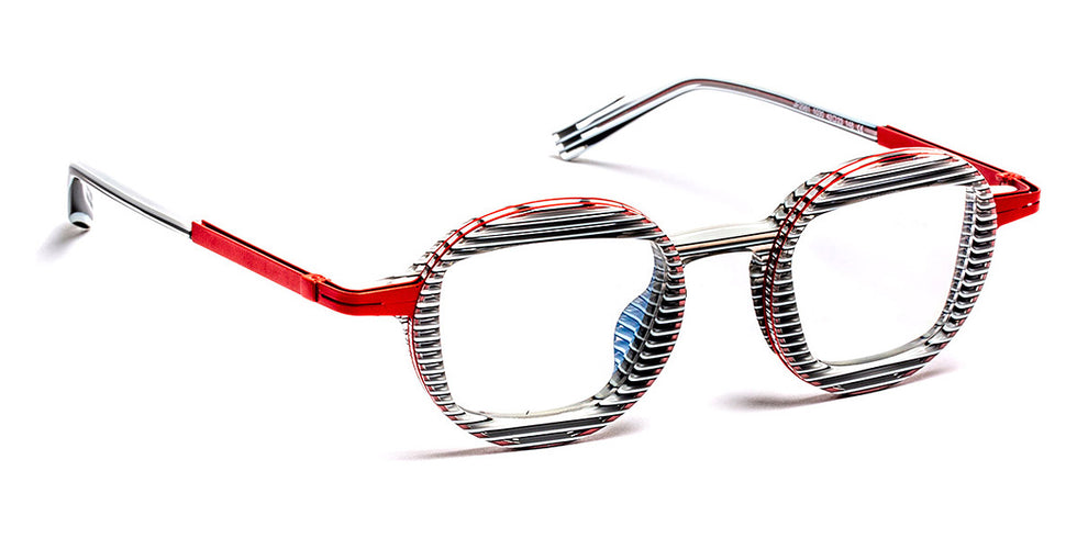 J.F. Rey® JF2981 JFR JF2981 1030 43 - 1030 Stripes White/Black/Satin Red Eyeglasses