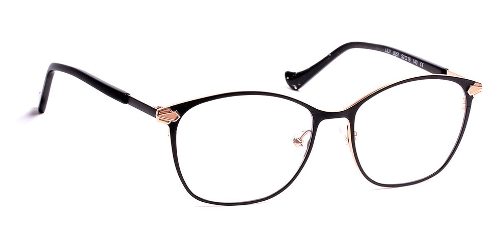 J.F. Rey® Lily JFR Lily 0057 52 - 0057 Satin Black/Pink Gold Eyeglasses