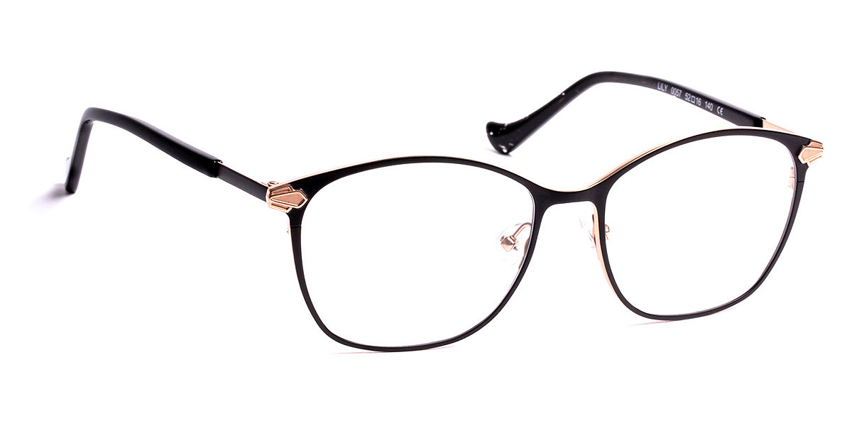 J.F. Rey® Lily JFR Lily 0057 52 - 0057 Satin Black/Pink Gold Eyeglasses