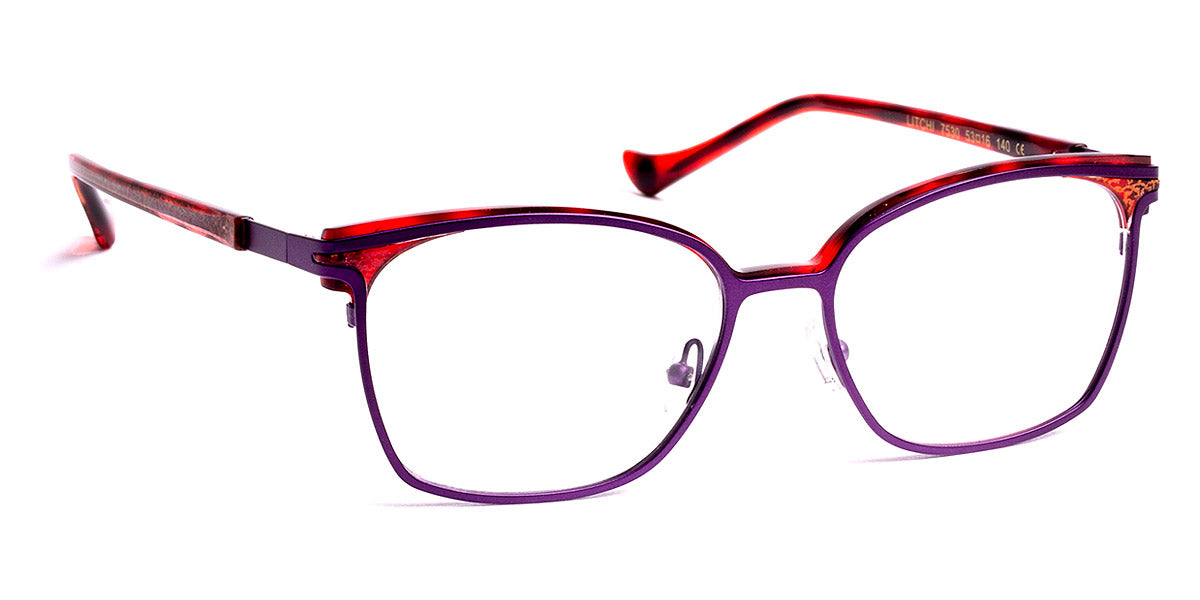 J.F. Rey® Litchi JFR Litchi 7530 53 - 7530 Plum/Red Demi with Gold Eyeglasses