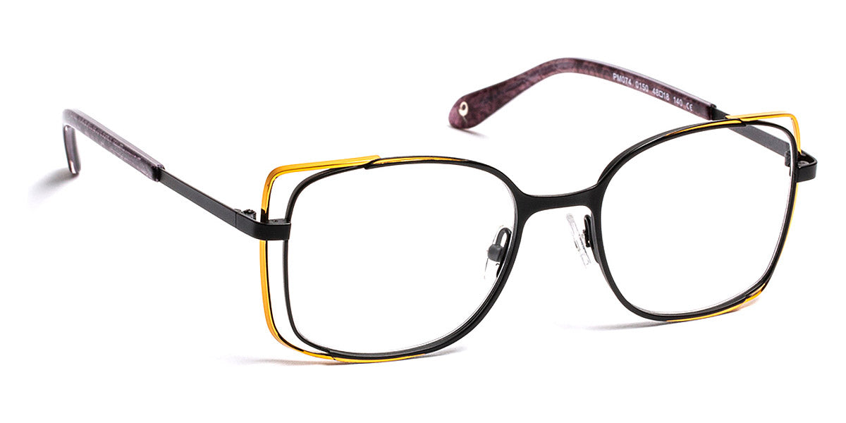 J.F. Rey® PM074 JFR PM074 0150 48 - 0150 Satin Black/Shiny Gold Eyeglasses