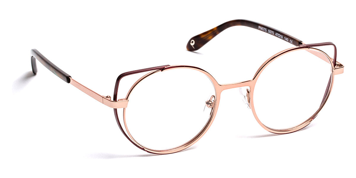J.F. Rey® PM075 JFR PM075 5575 47 - 5575 Shiny Pink Gold/Satin Plum Eyeglasses