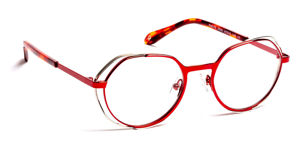 J.F. Rey® PM076 JFR PM076 3009 47 - 3009 Satin Red/Shiny Dark Gunmetal Eyeglasses