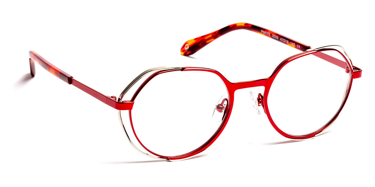 J.F. Rey® PM076 JFR PM076 3009 47 - 3009 Satin Red/Shiny Dark Gunmetal Eyeglasses