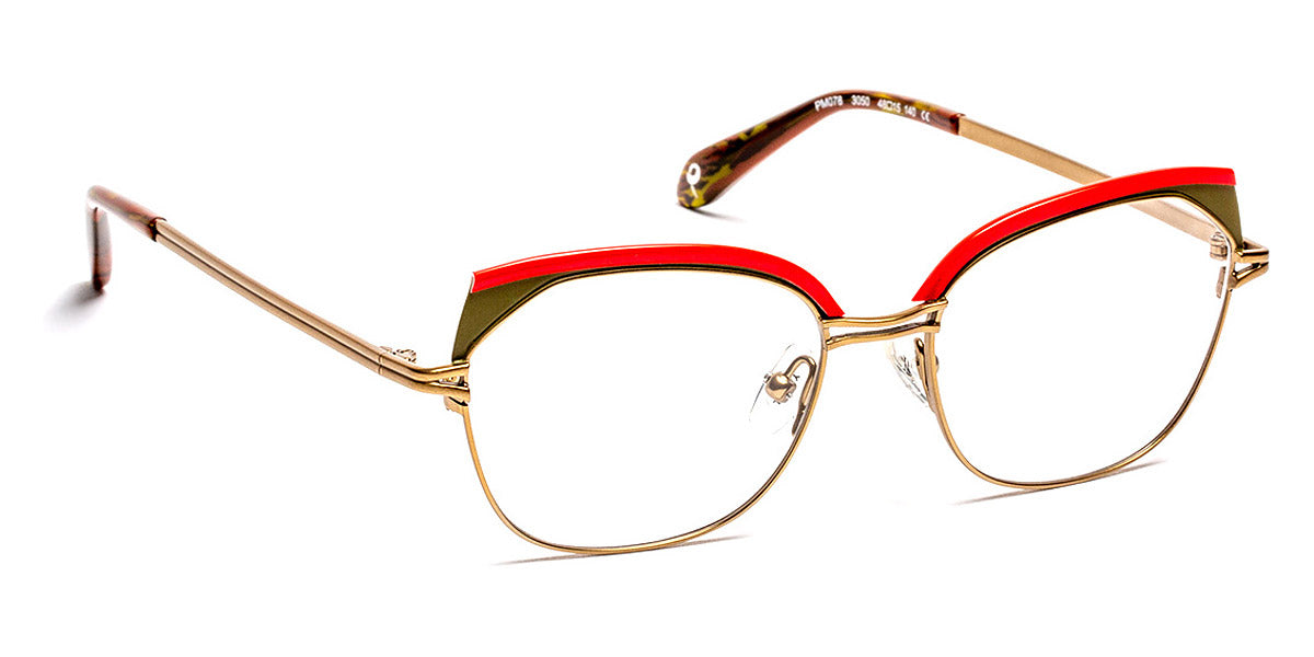 J.F. Rey® PM078 JFR PM078 3050 48 - 3050 Brushed Gold/Red/Khaki Eyeglasses