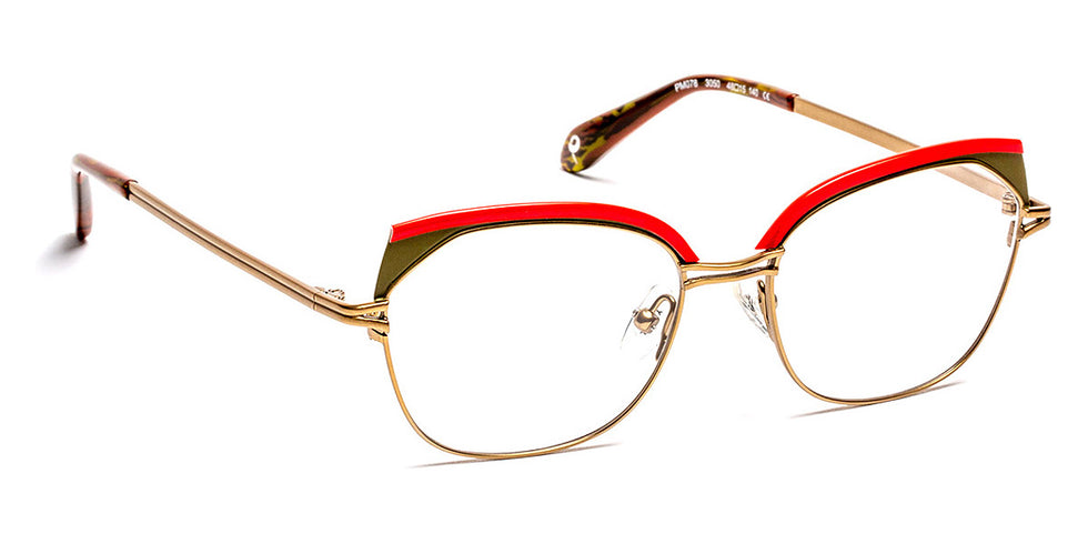 J.F. Rey® PM078 JFR PM078 3050 48 - 3050 Brushed Gold/Red/Khaki Eyeglasses