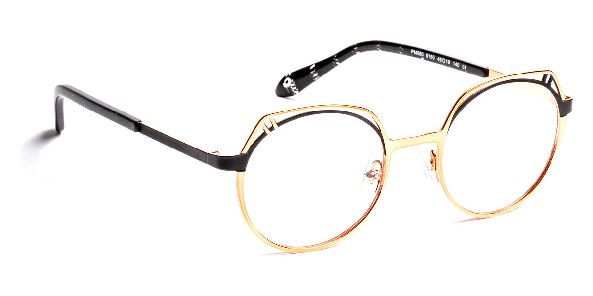 J.F. Rey® PM080 JFR PM080 0150 46 - 0150 Shiny Gold/Satin Black Eyeglasses