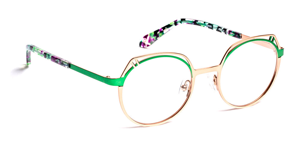 J.F. Rey® PM080 JFR PM080 5540 46 - 5540 Shiny Pink Gold/Green Eyeglasses