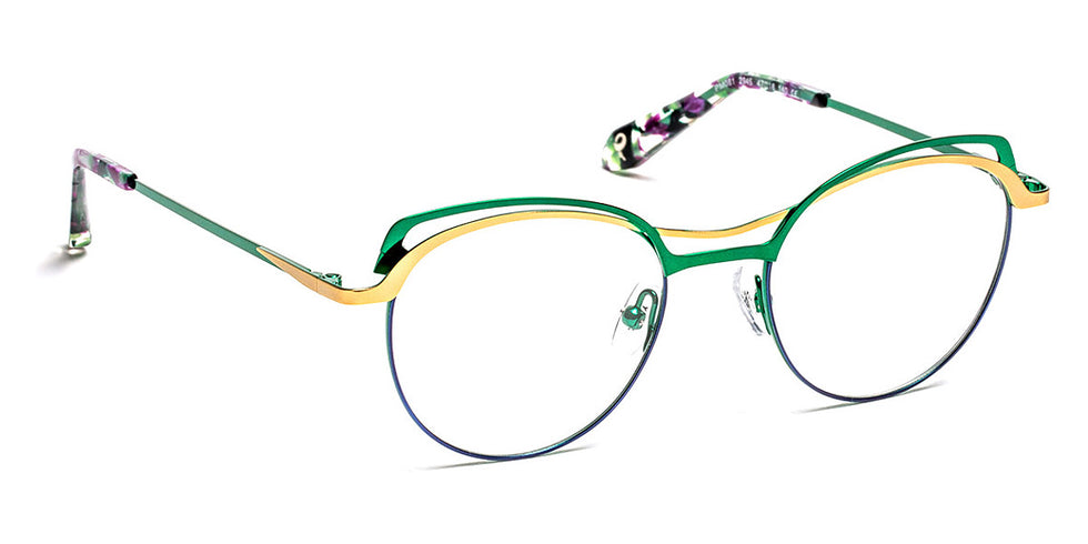 J.F. Rey® PM081 JFR PM081 2945 47 - 2945 Navy Blue/Green/Gold Satin Eyeglasses