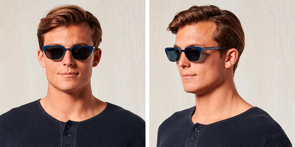 SALT.® KNOX SAL KNOX 003 55 - Indigo Blue Antique Silver/CR39 Denim Lens Sunglasses