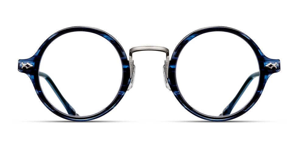 Matsuda® M3127 MTD M3127 Antique Silver/Blue Demi 43 - Antique Silver / Blue Demi Eyeglasses