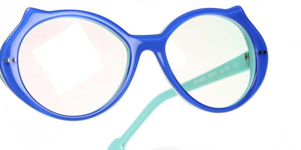 Sabine Be® Mini Be Cat'S - Bleu Klein Translucide Brillant / Blanc / Turquoise Brillant Eyeglasses