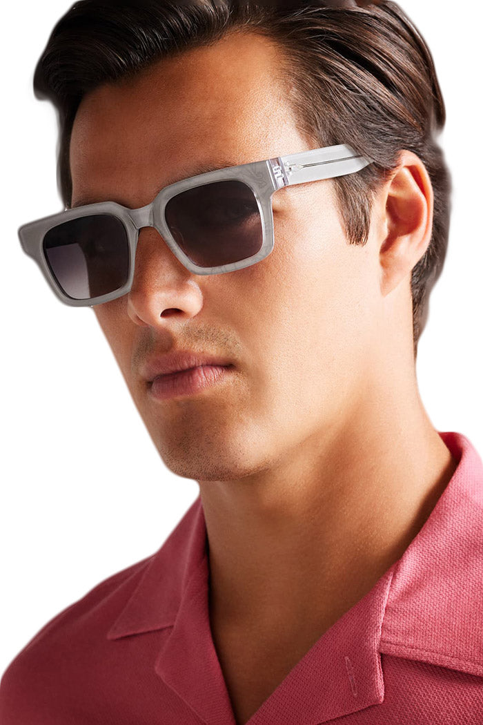 OLIVER GOLDSMITH® & TED BAKER® -WINSTON GRAY SUNGLASSES ON PERSON