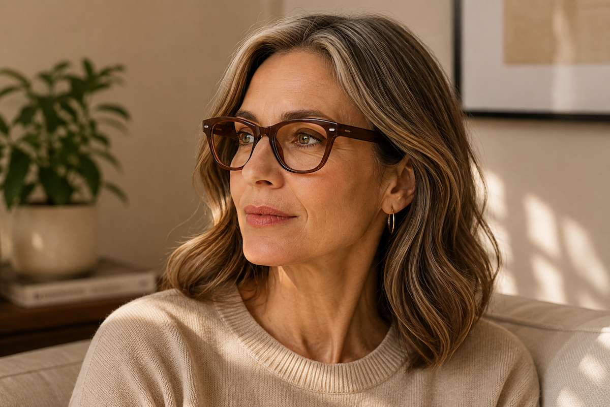 Woman in brown glasses