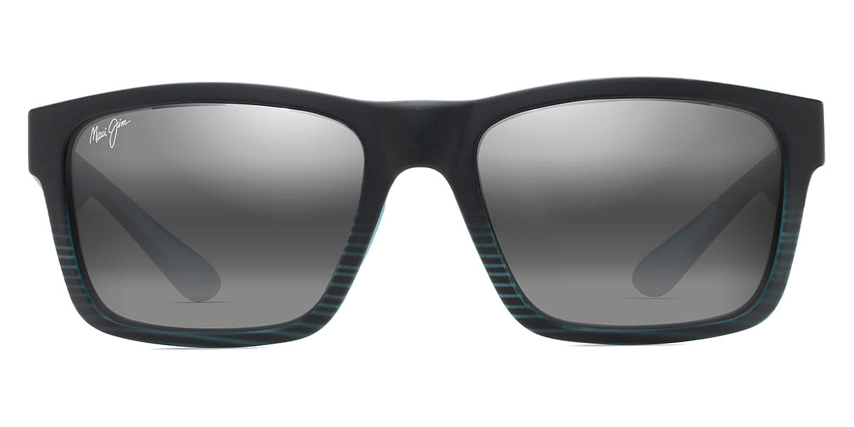 Maui Jim® The Flats 897-02 - Black with Teal stripes / Neutral Grey Sunglasses