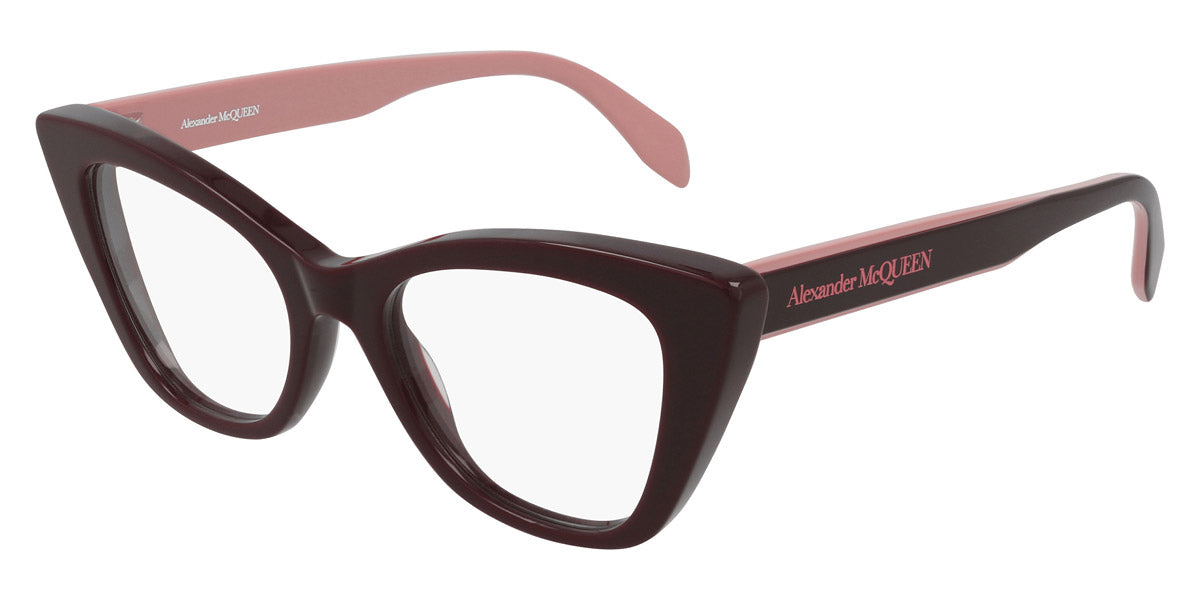 Alexander McQueen® AM0305O AMQ AM0305O 004 - Burgundy Eyeglasses