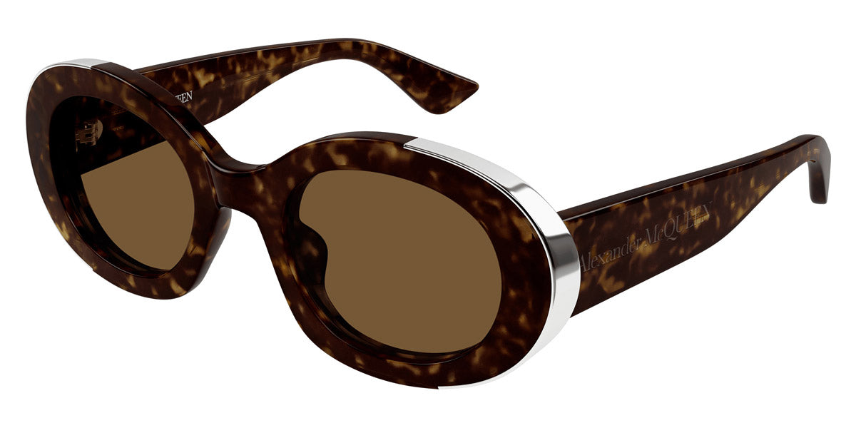 Alexander McQueen® AM0445S AMQ AM0445S 002 51 - 002 Havana / Brown Sunglasses