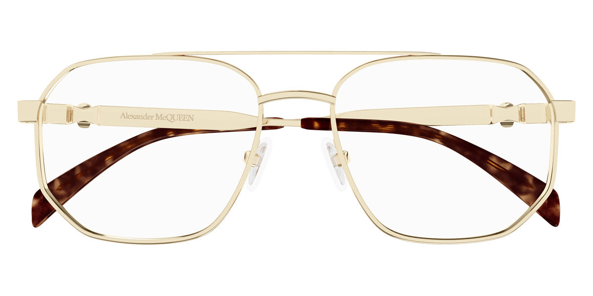 Alexander McQueen® AM0459O AMQ AM0459O 002 57 - 002 Gold Eyeglasses