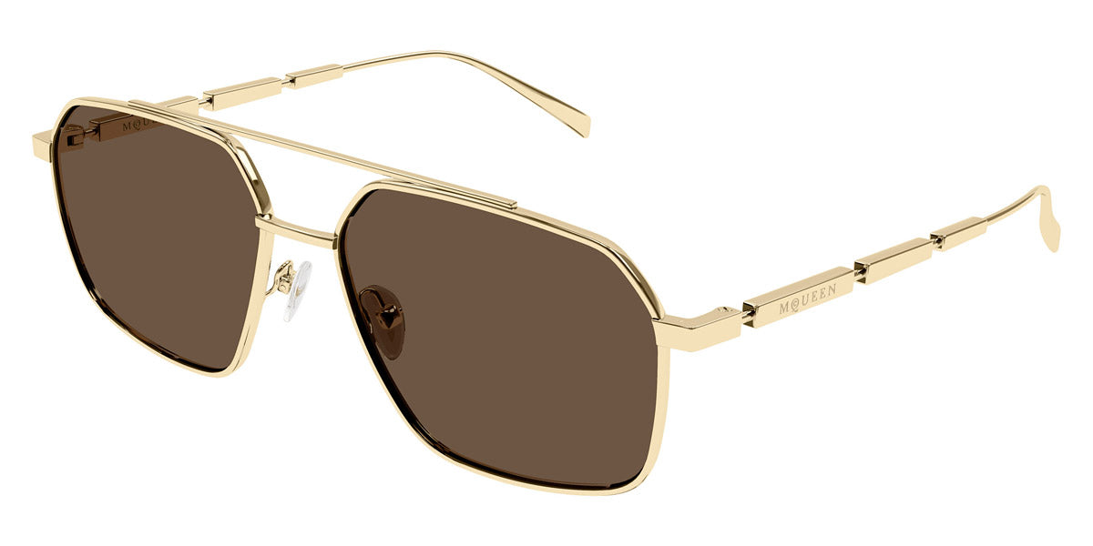 Alexander McQueen® AM0477S AMQ AM0477S 002 59 - 002 Gold / Brown Sunglasses