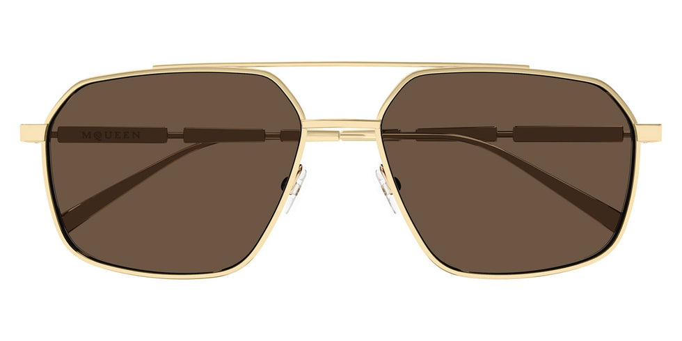 Alexander McQueen® AM0477S AMQ AM0477S 002 59 - 002 Gold / Brown Sunglasses