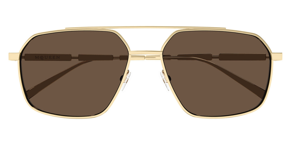 Alexander McQueen® AM0477S AMQ AM0477S 002 59 - 002 Gold / Brown Sunglasses